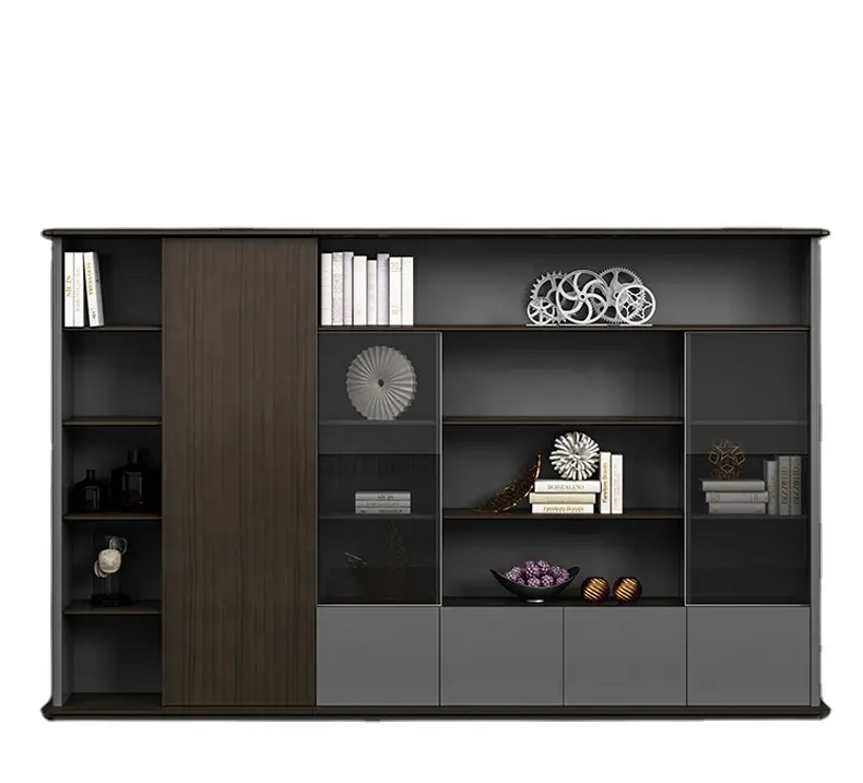 Low-price Valuable E1 MFC Panel 5 Doors Bookcase Office Furniture China Library Book Shelves Bookcase