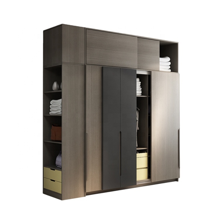 JIAMUJIA modern free collocation modular design large storage multifunctional sliding door bedroom furniture wood wardrobe
