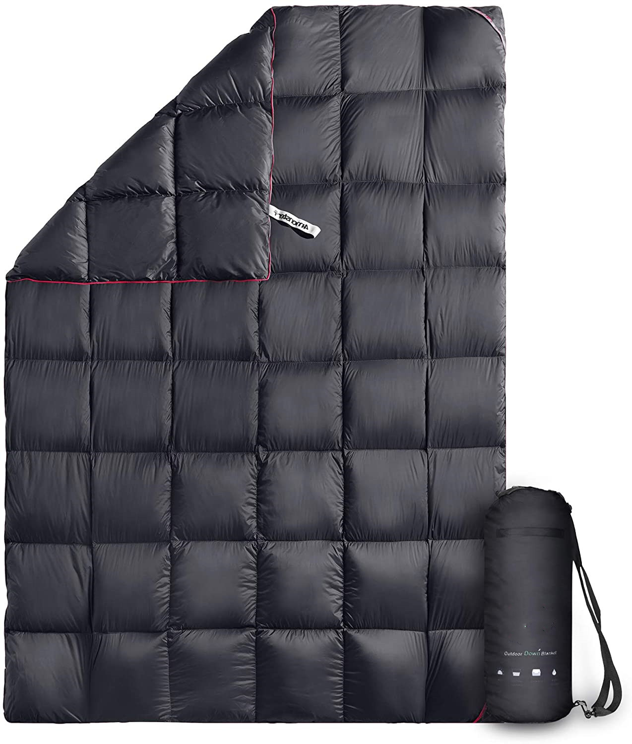 Woqi Outdoor Down sleeping Blankets Camping Blanket 650 Fill Travel Down blanket Compact Waterproof black color keep warm