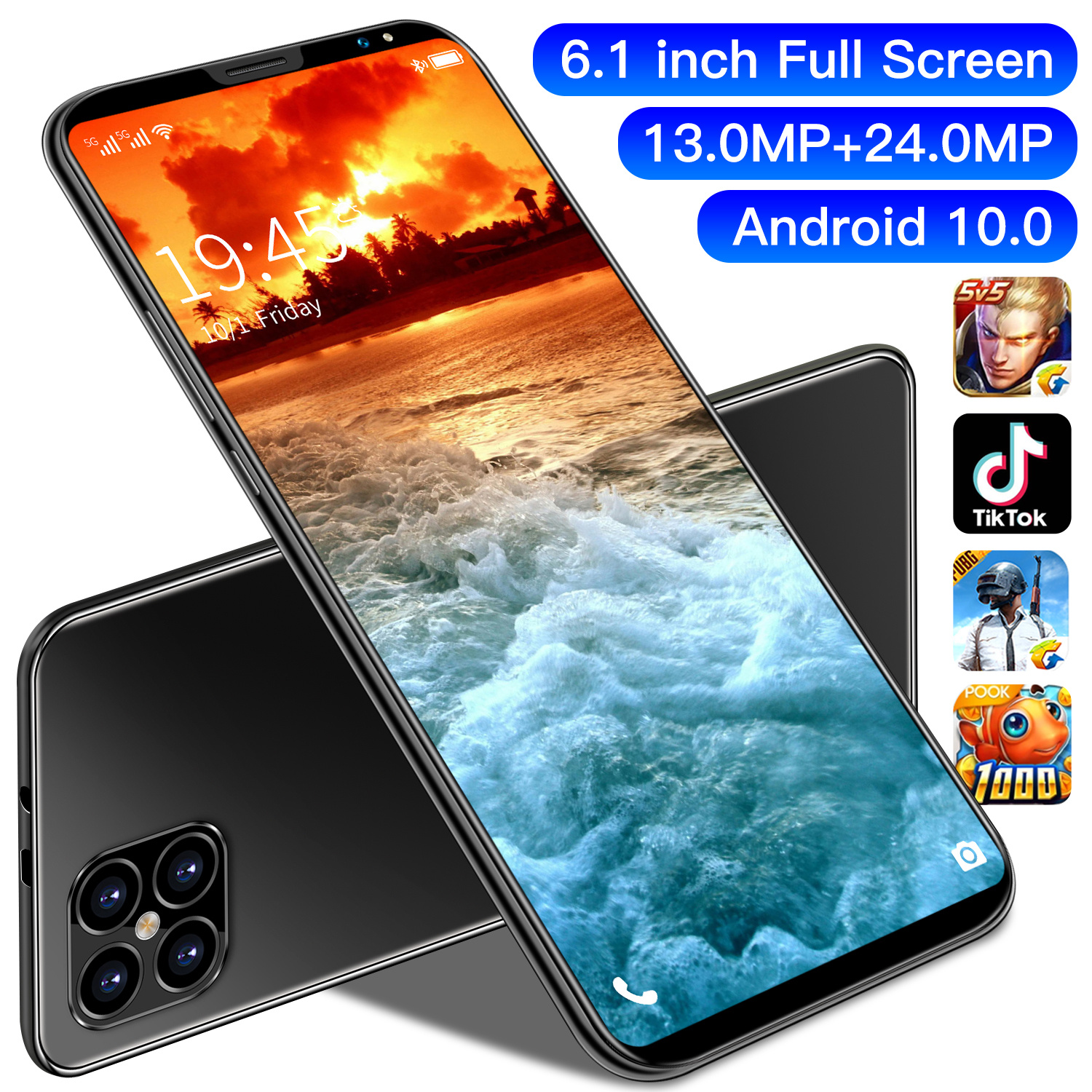 I12 pro 6,1 дюймов полный экран мобильного телефона 4G 5 аппарат не привязан к оператору сотовой связи 6 ГБ + 128 Гб Камера 13MP + 24MP смартфон десять core android 10 face ID