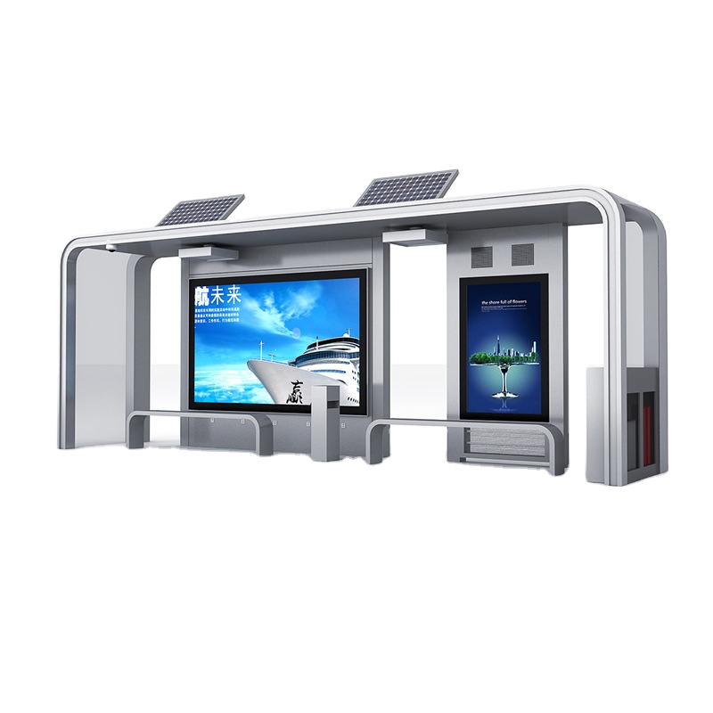 Electronic smart bus shelter station with adveritiding billboard
