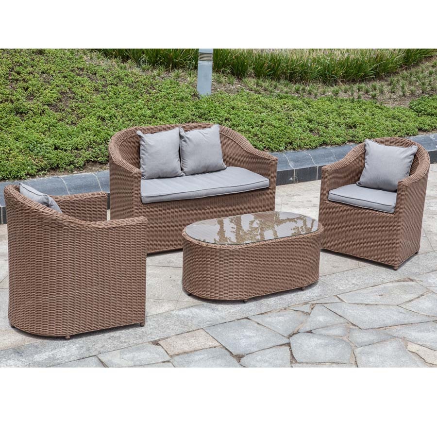 Half round Rattan Mail Packing Premium Garden Patio Sofa Sets Luxury Couch 4 seat Chair Table