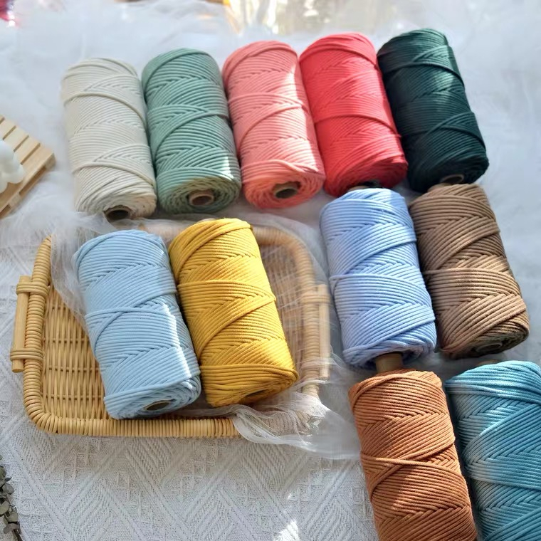 Ropemate 3mm braided cored colorful macrame cord premium cotton rope over 32 colors for handmade project