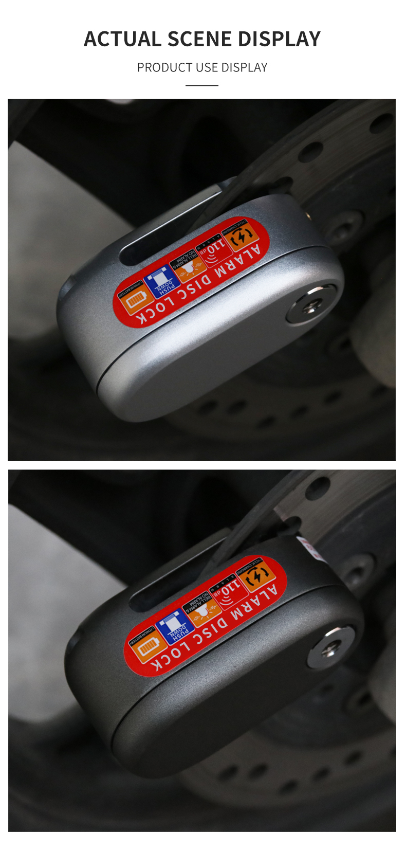110dB waterproof Motorbike Accessories disc lock alarm bike lock anti theft disc lock alarm