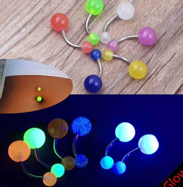 Luminous belly button nail Acrylic belly button ring