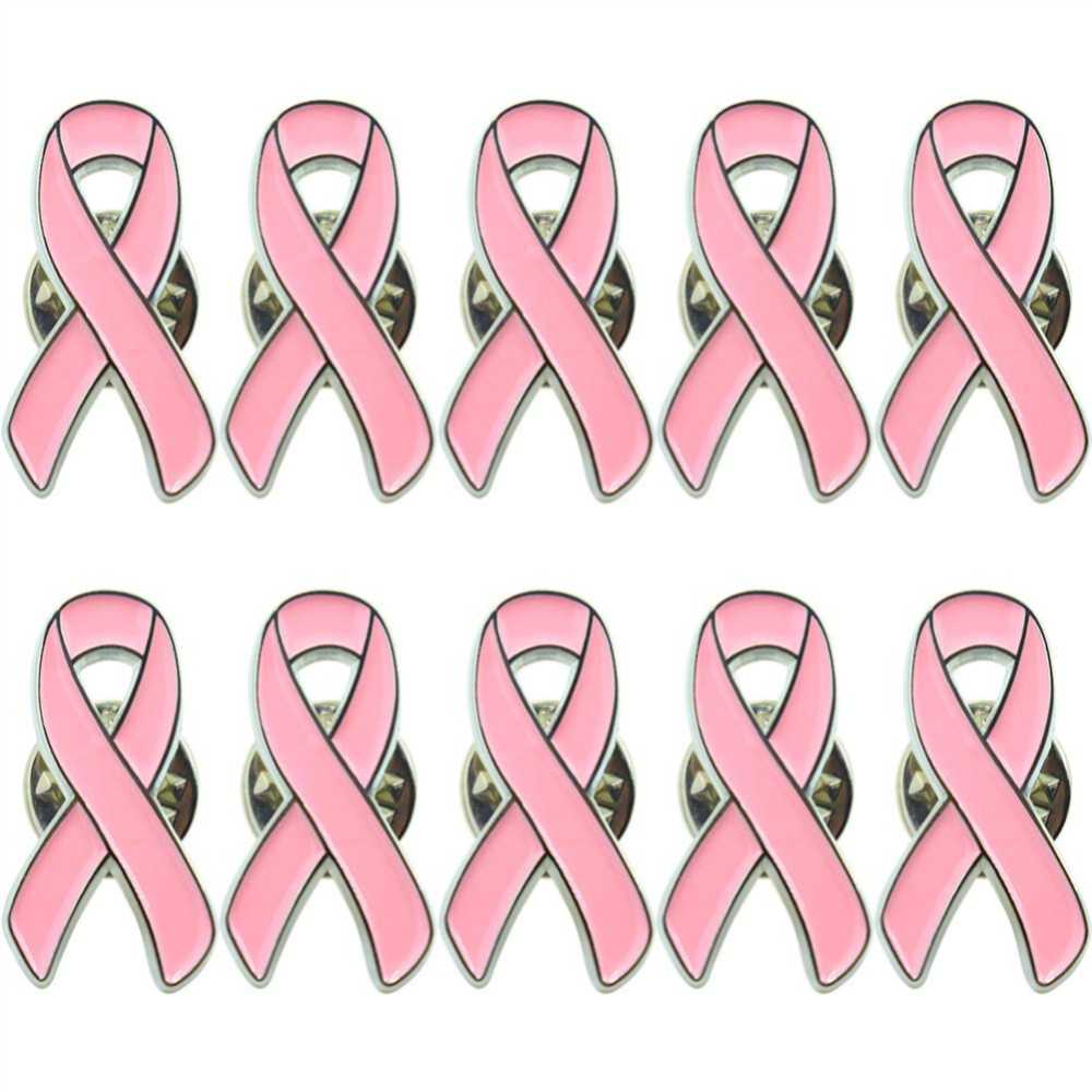 Womens Jewelry Enamel Pink Ribbon Brooch Pins Surviving Breast Cancer Awareness Hope Lapel Buttons Badges