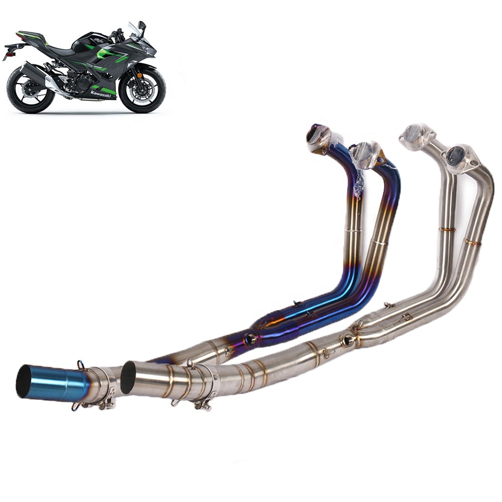 REALZION Motorcycle Parts Eliminator Slip On Exhaust Muffler Middle Link Pipe For Kawasaki NINJA400 250 2017-2019