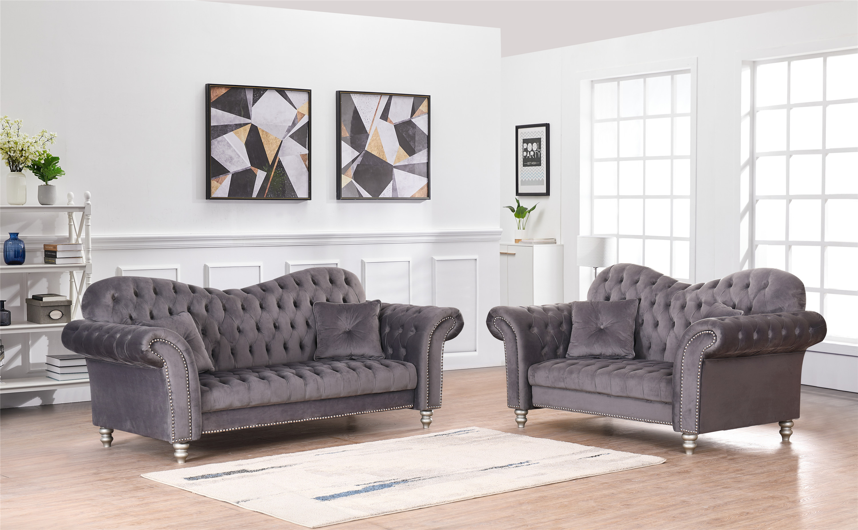 Оптовая продажа мебели с высоким качеством chesterfield серый бархат диван гостиная диваны