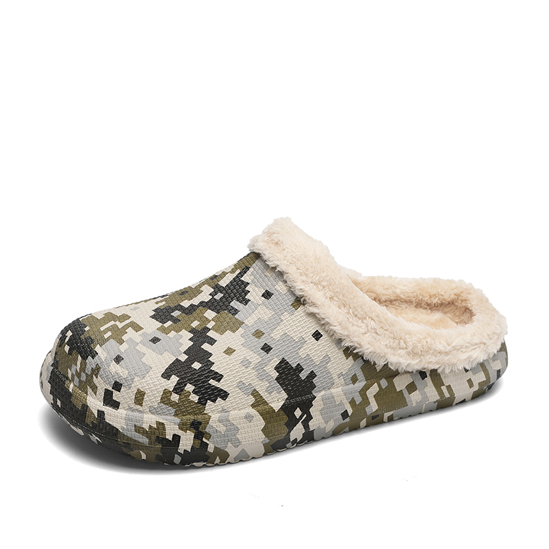 New arrival Graffiti camouflage fur slippers ultra light for overseas hot style lovers yeez slide add wool fur winter slipper