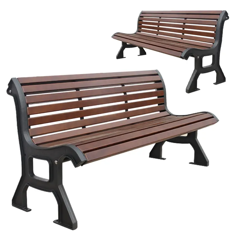 outdoor garden cast iron leg wood slat bench seat public park furniture wooden seating benches outside solid wood bench chair