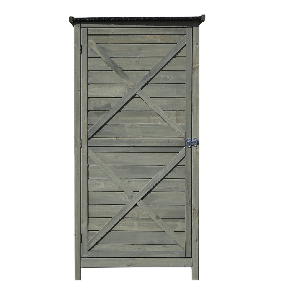 Very Useful Outdoor Garden Shed Wooden Tool Storage Shelves Utility Cabinet Waterproof Roof