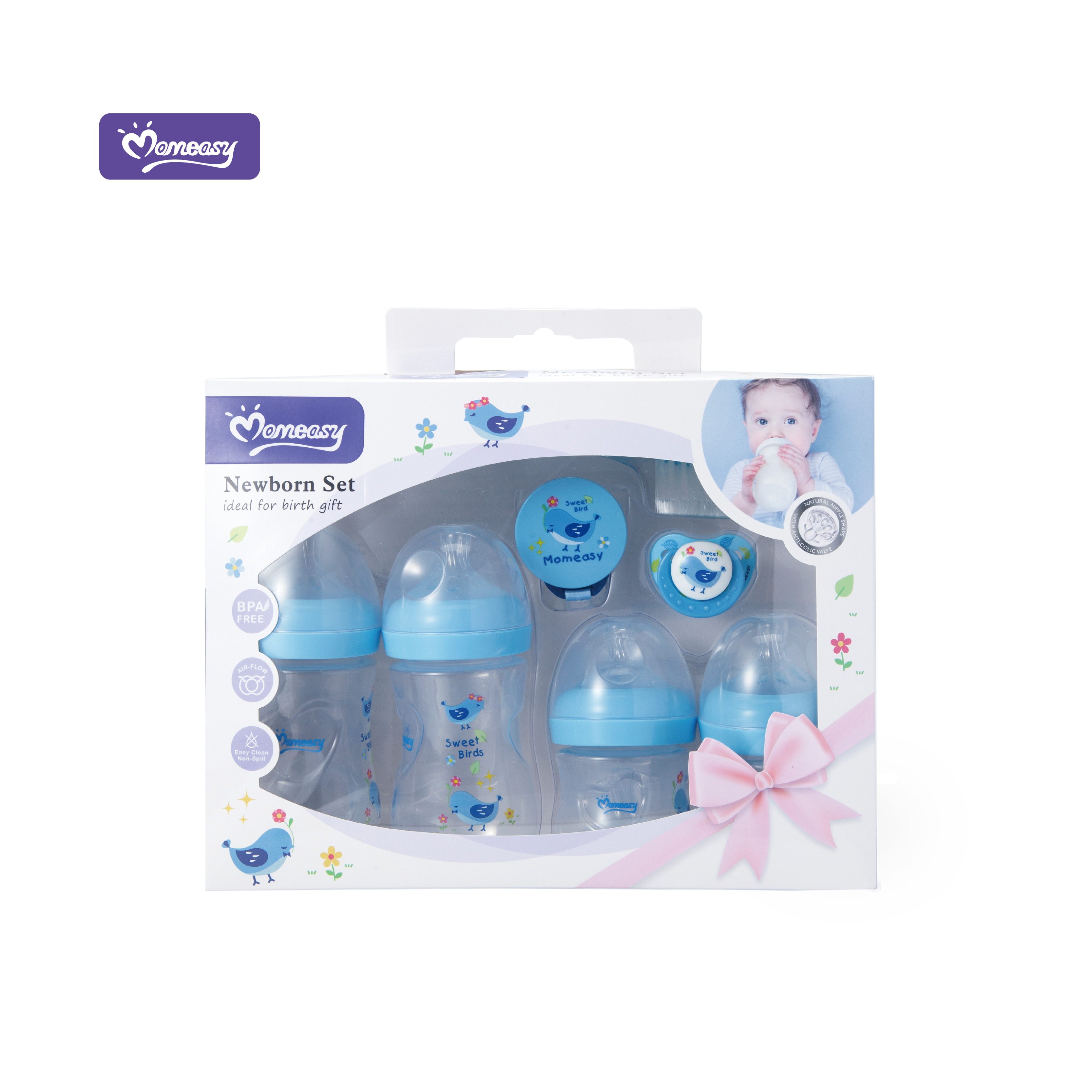 Momeasy уходу детская бутылочка для кормления, комплект для новорожденных, минимальное количество для заказа в одной коробке Прямая поставка с фабрики