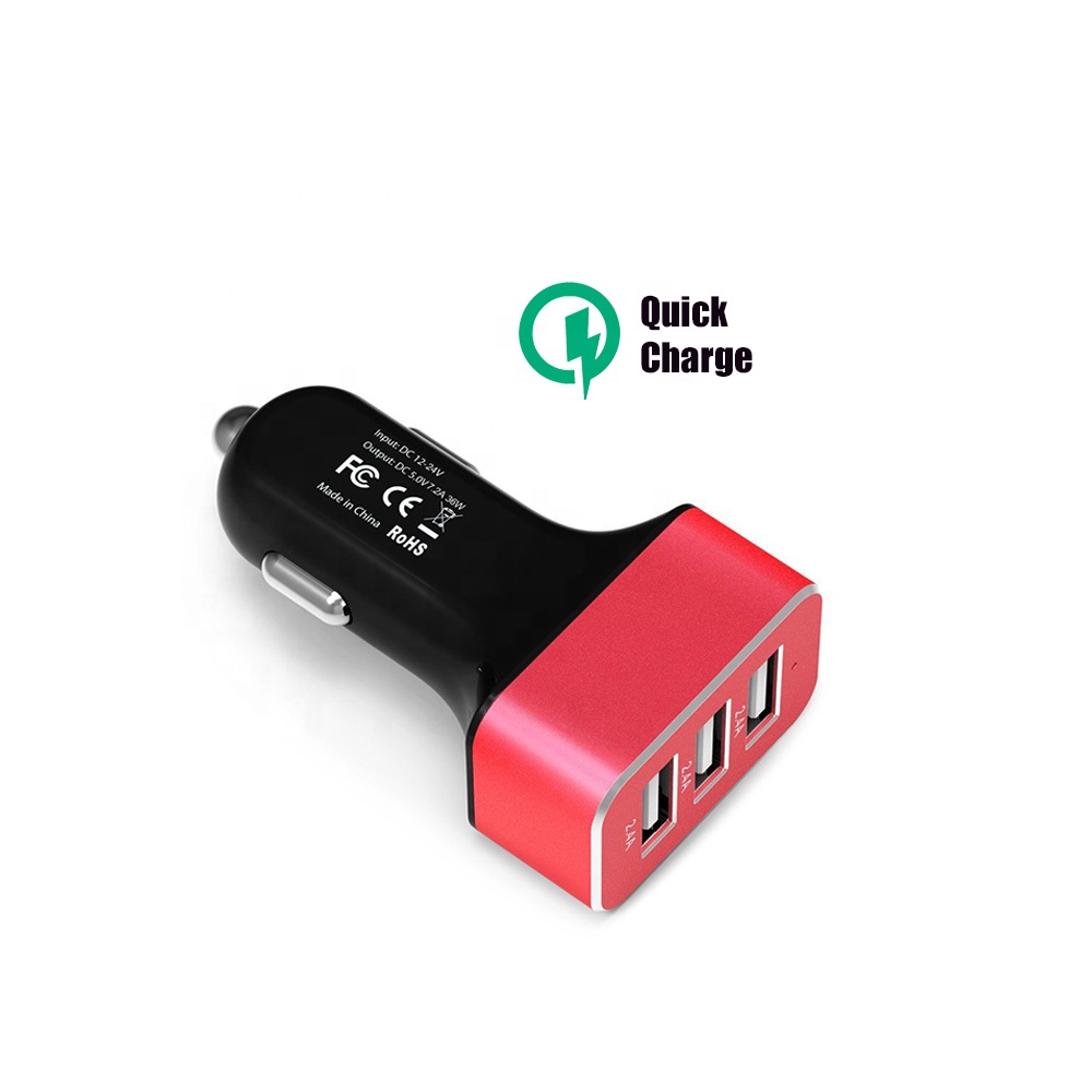 3,0 А быстрое зарядное устройство с 3 USB-портами, квадратное автомобильное зарядное устройство, алюминиевое Универсальное портативное автомобильное зарядное устройство с тремя USB-портами, автомобильное зарядное устройство