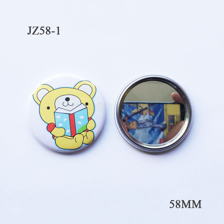 High quality mirror badge 58mm round mirror tin button badge blanks for lapel pins