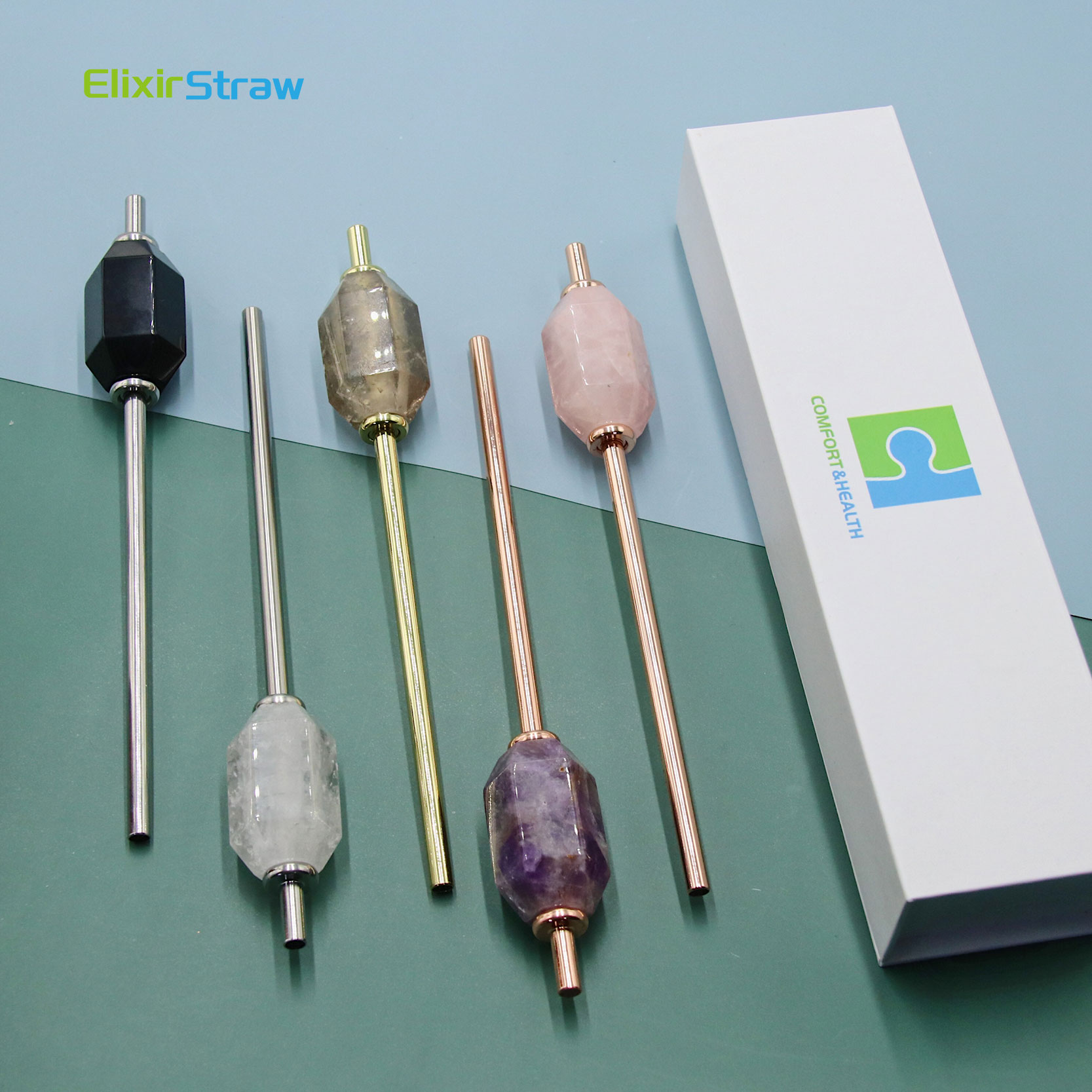 Жидкие соломинки ручной работы с драгоценными камнями ElixirStraw