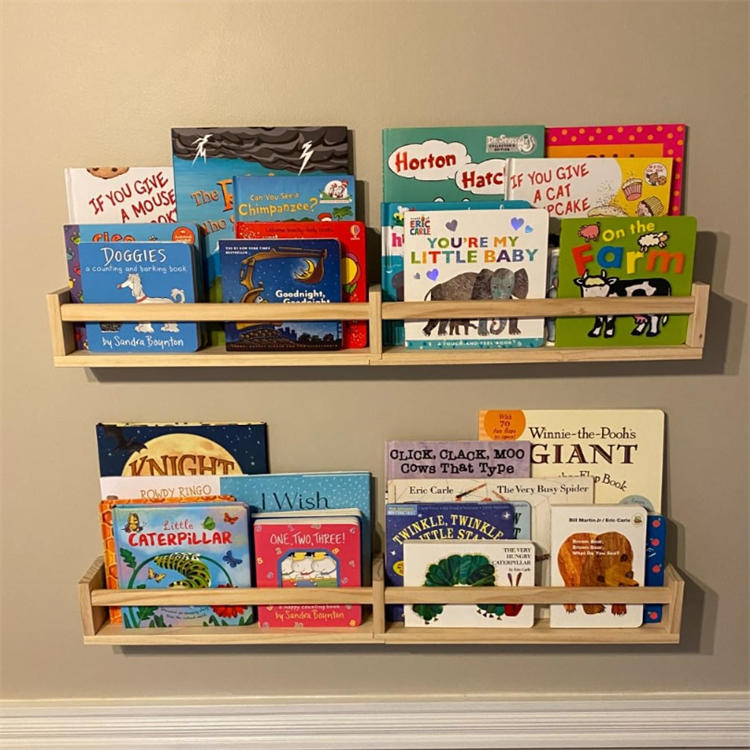 3 PCS Set Floating Bookshelf Wall Shelving Children's Bedroom Bookshelf Kitchen Spice Rack Wholesale Wooden Nursery Book Shelves