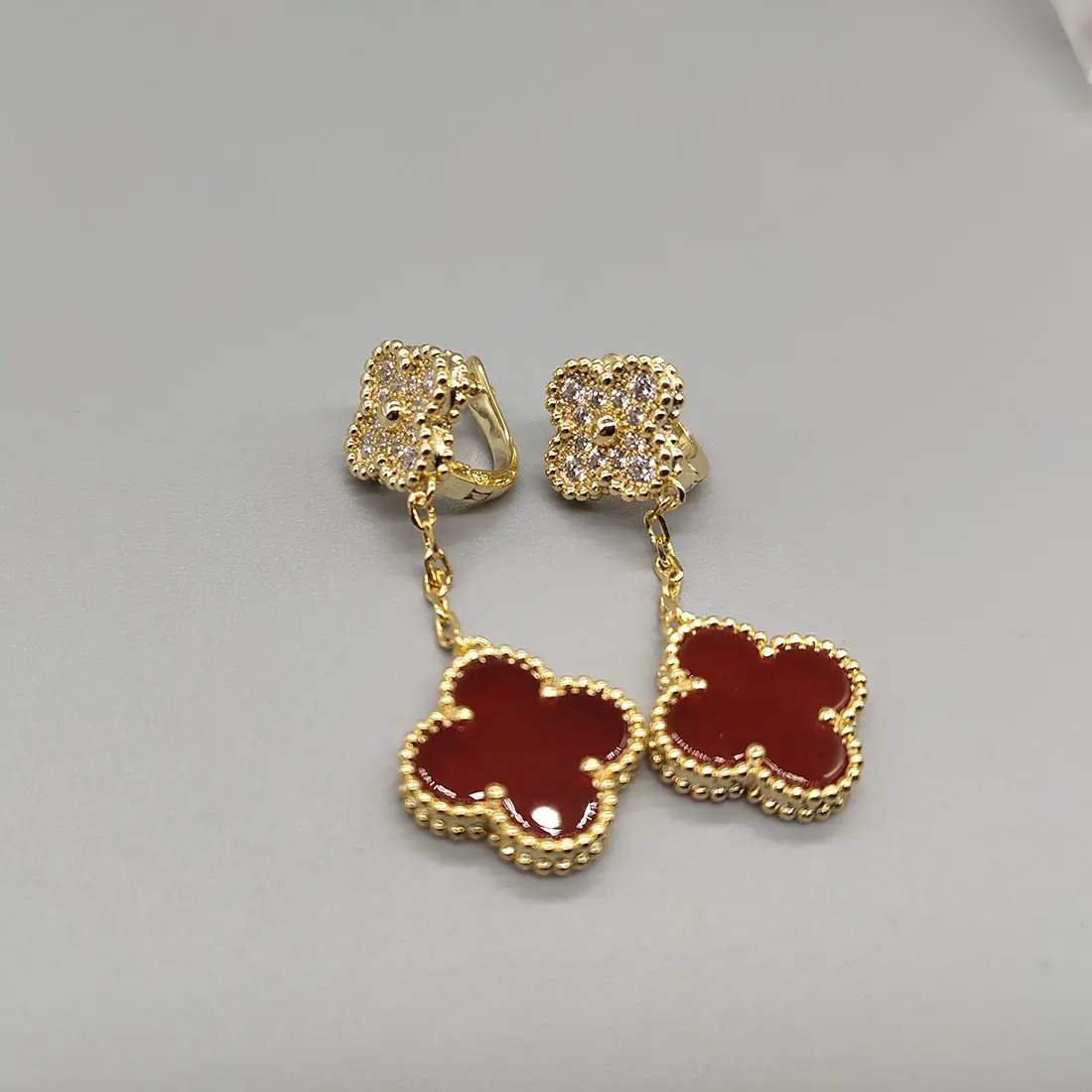Four Leaf Clover Pendant Earring 925 Sterling Silver Diamond Bracelet Necklace Fashionable Jewelry Set Bracelet Anklet