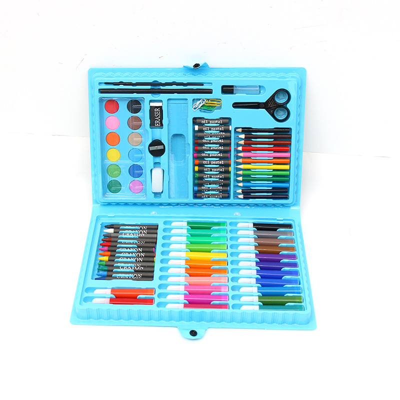Factory Wholesale Supply 86 PCS PVC Large Capacity Colour Box Kids Painting Drawing Art Painting Sets