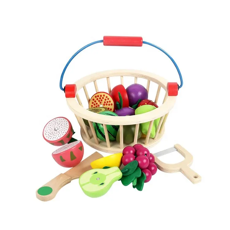 Wooden Role Play Preschool Toddlers Cutting Fruits Play Toy Set