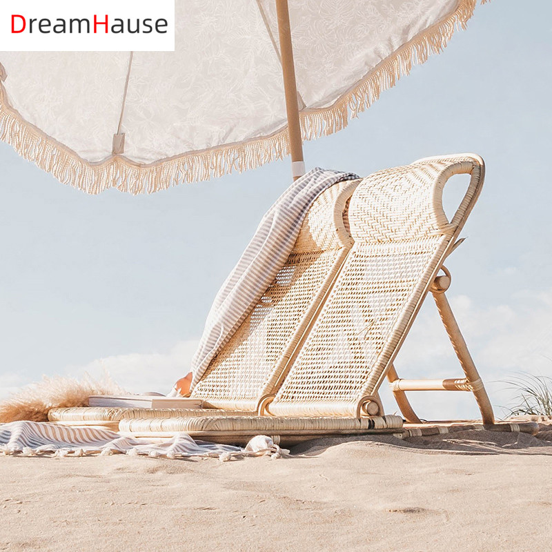 Ротанговый пляжный стул dreamhome, складное кресло из ротанга для балкона, креативное уличное кресло для отдыха на природе и кемпинга в скандинавском стиле