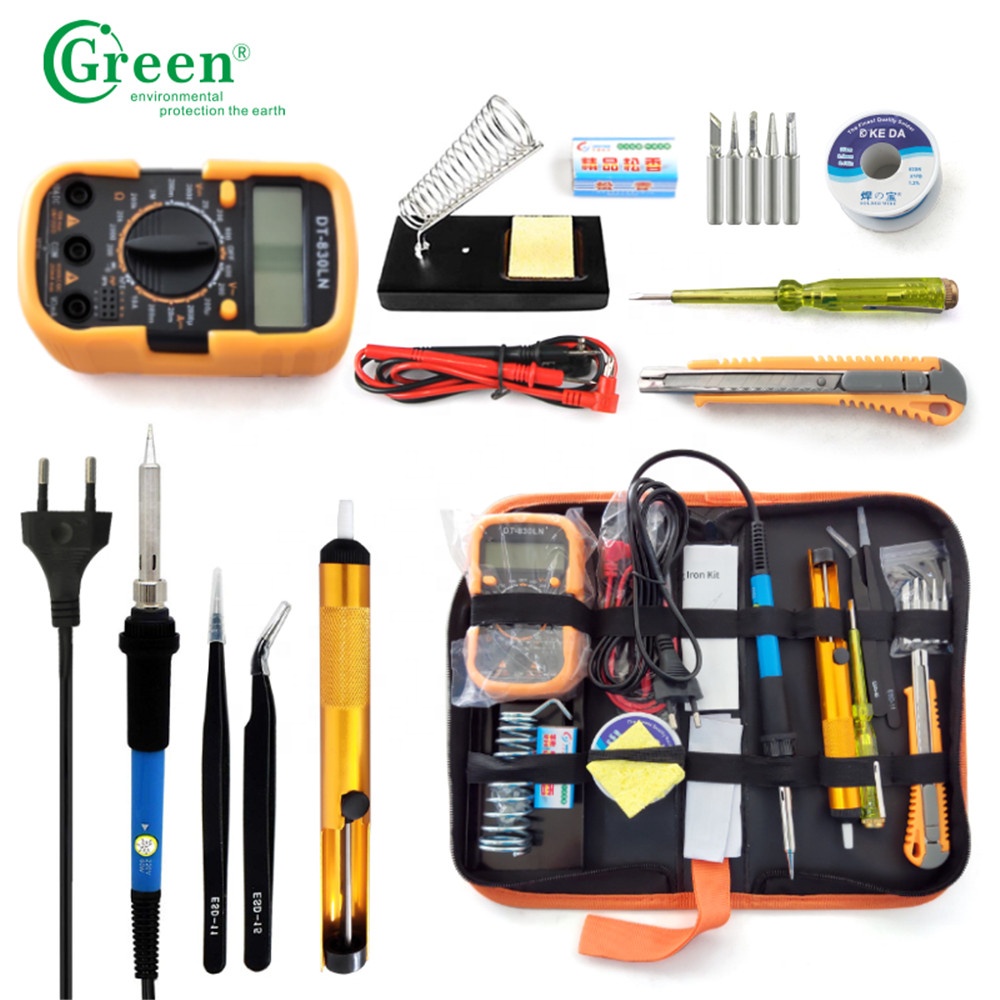 Цифровой мультиметр Green K01 830L, Электрический паяльник с 5 наконечниками, инструменты для пайки и провода
