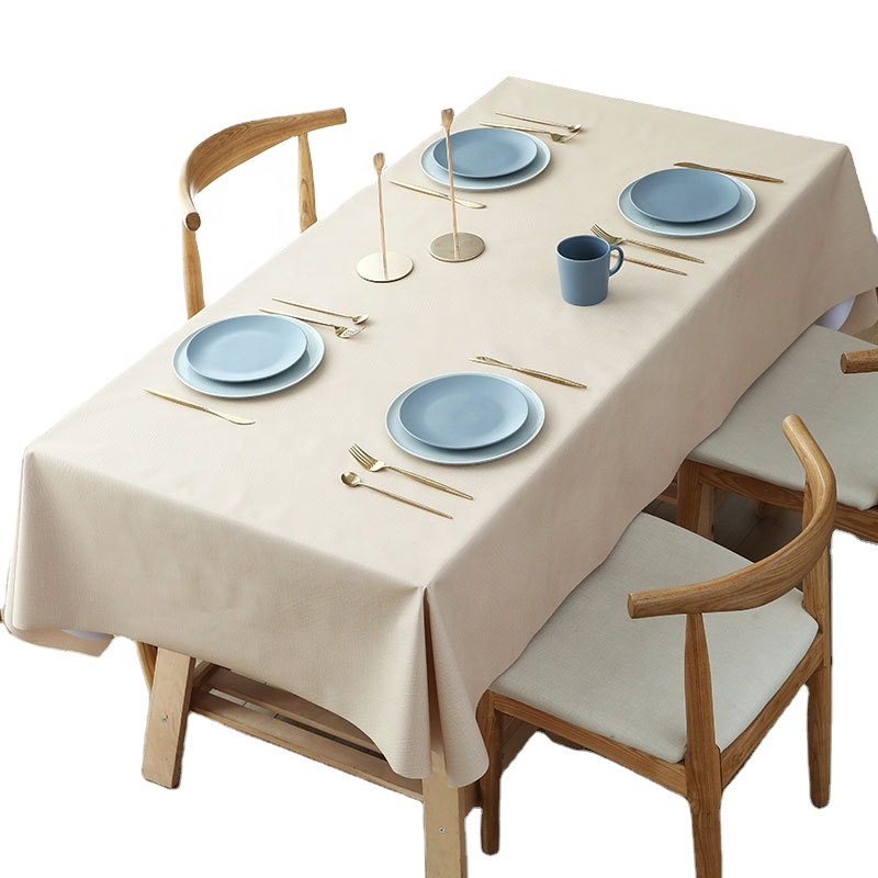100% Waterproof Rectangle PVC Tablecloth Oil Proof Spill Proof Vinyl Table Cloth Wipeable Clean Table Cover for Dining Table