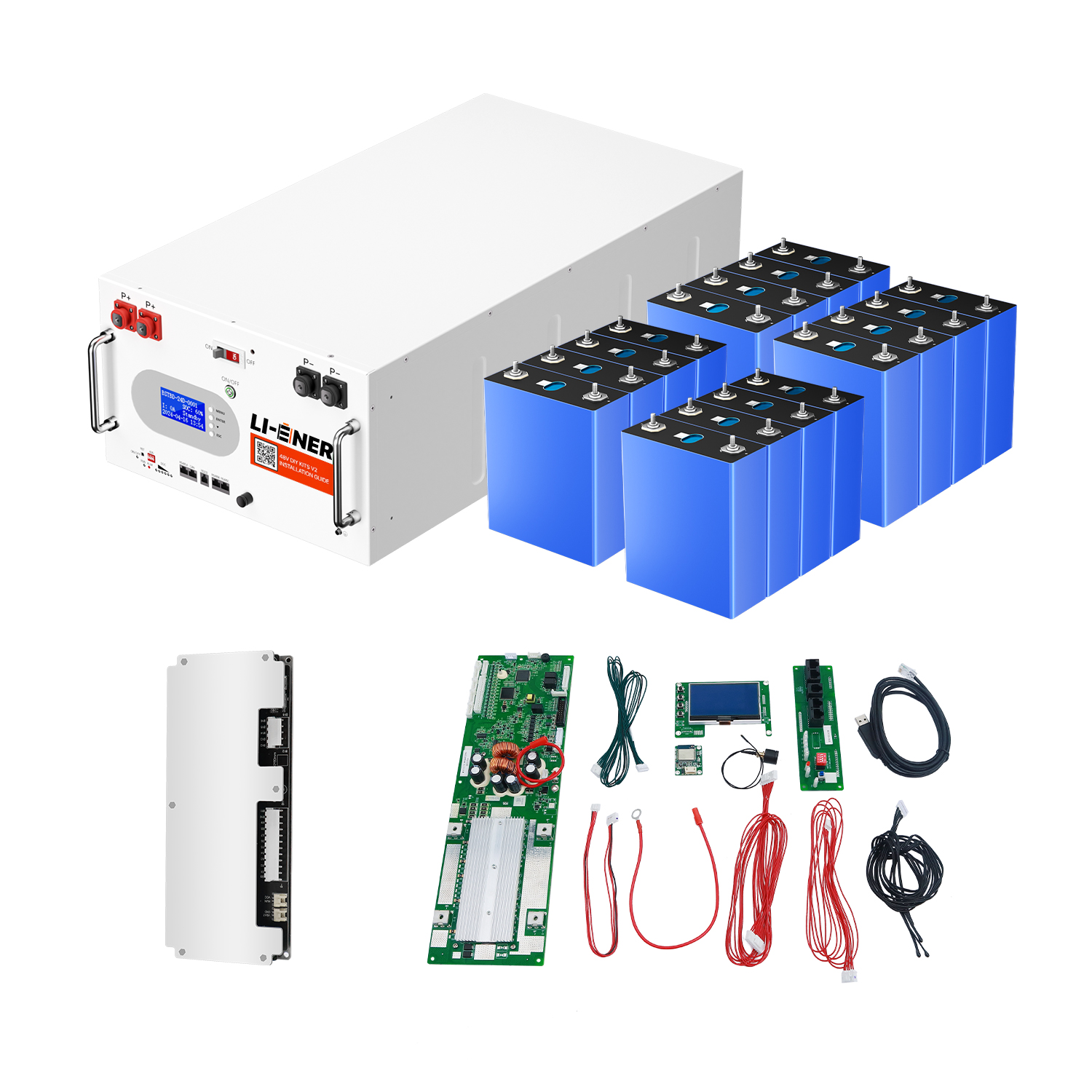 LI-ENER OEM ODM Easy Install DIY Kit with Smart BMS 51.2V 280ah 300Ah 15kwh Battery Box Case 16S1P battery box LiFePO4 Battery