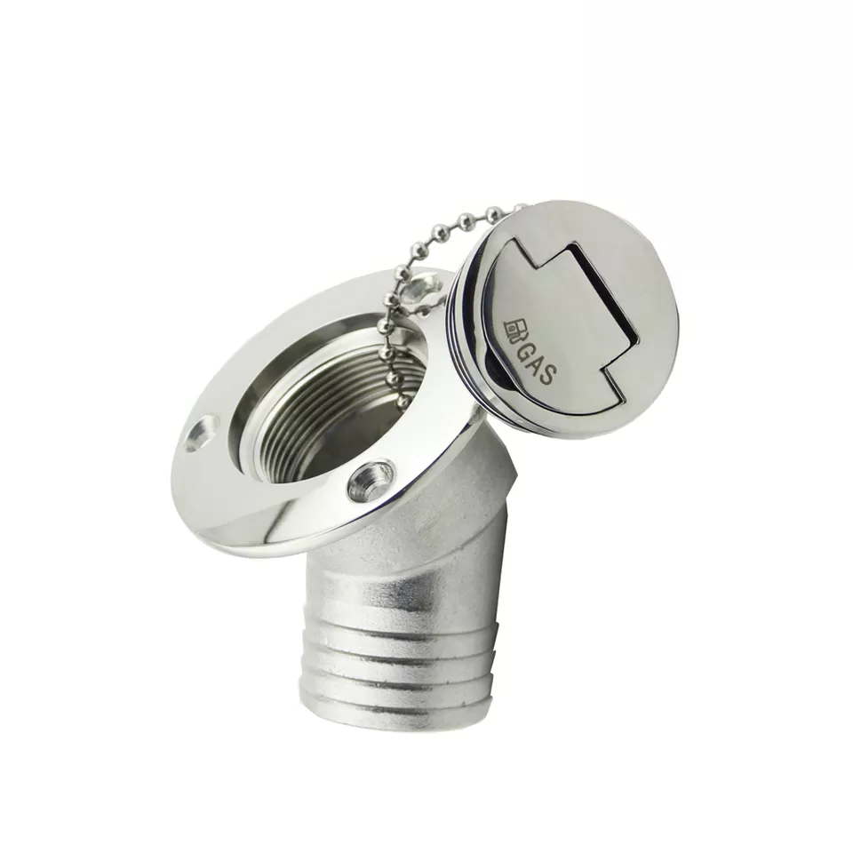 Top quality marine hardware 316 stainless steel deck filler 45 degree flip lockable deck fuel filler  angled 1-1/2"