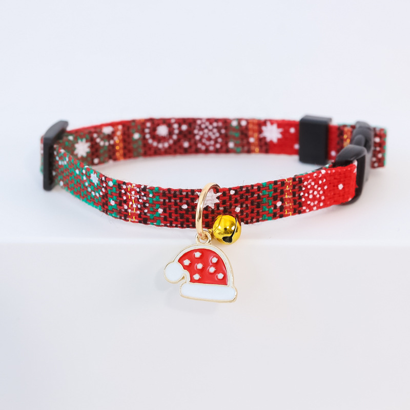 Christmas tree snowflake pet collars accessories cat bell buckle collar adjustable pet dog collar