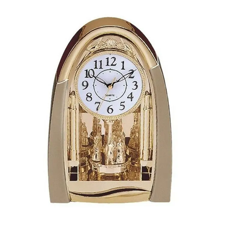 luxury rotating clock, antique golden pendulum swivel clock