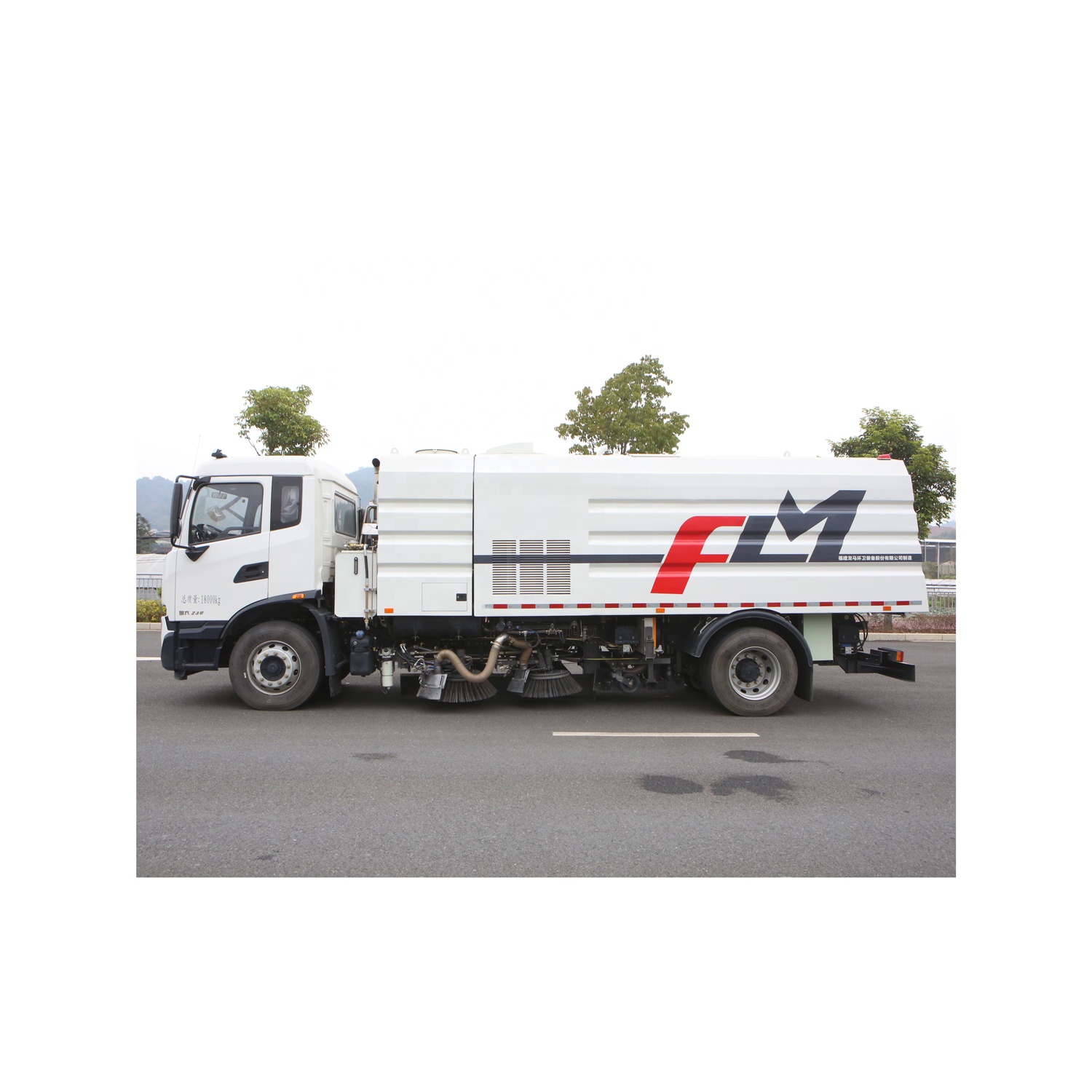 FULONGMA 18t truck mount road sweeper 3.5m cleaning path street sweeping truck