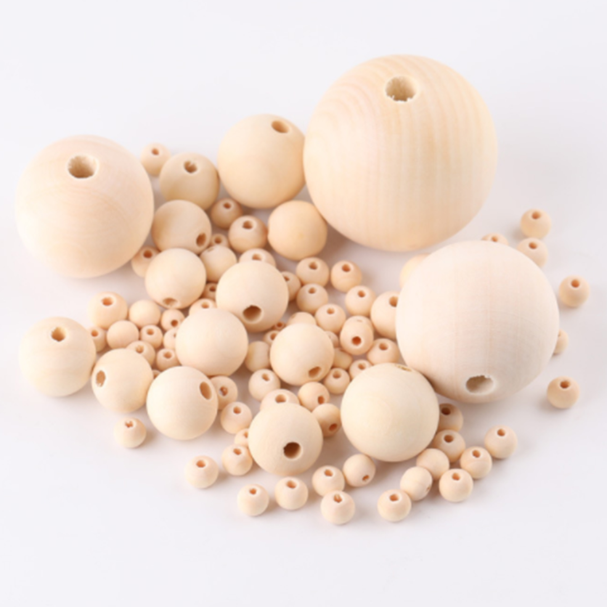 DIY Decoration Drilled Holes Wood Spacer Bead Unfinished Natural Wood Beads for Crafts