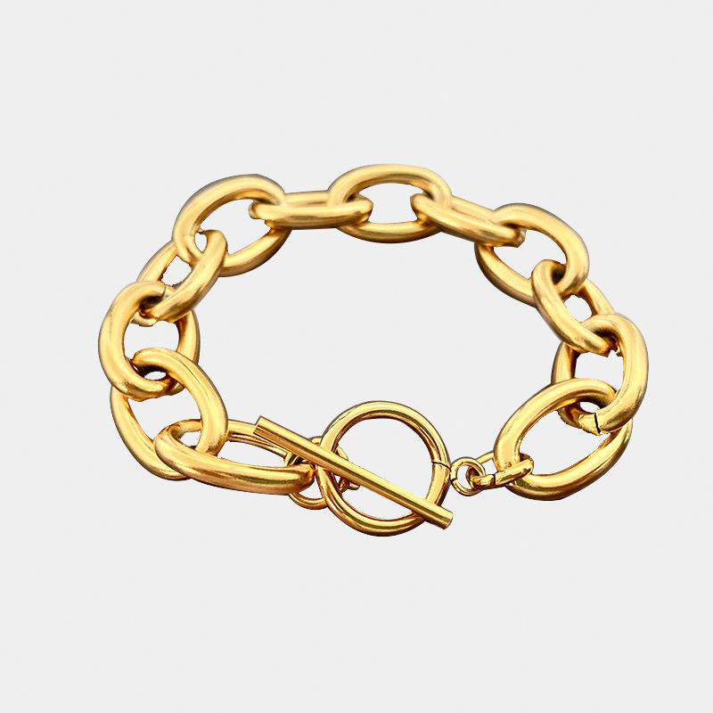 Fashion Bar Stainless Steel 18K Gold Plated Stackable Large Chain OT Clip Necklace For Women Dylam jewelry