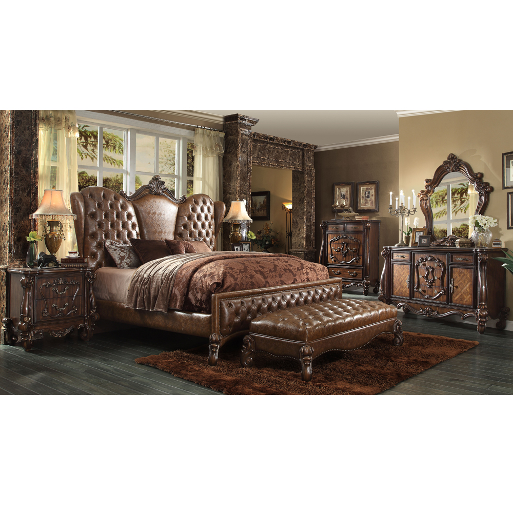 Home Bedroom Furniture Turkish Style Wooden Luxury Full Size Mirrored Bedroom Sets
