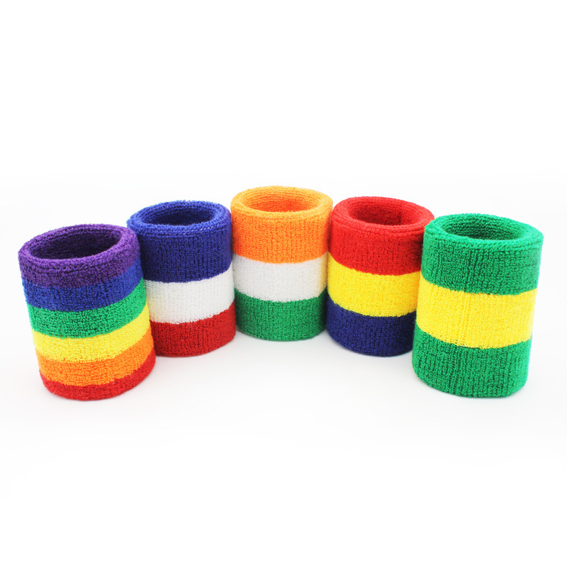 Wholesale embroidered cotton set sports sweat band wrist custom wristband sweatband with logo