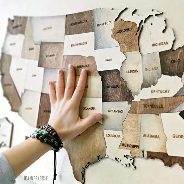 Custom Wholesale wooden location wall hanging travel Personalized Item USA map