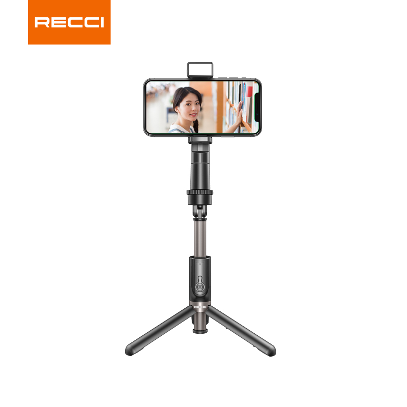 Recci 2021 new tripod selfie stick auto face tracking phone camera gimbal stabilizer holder for online tiktok live stream