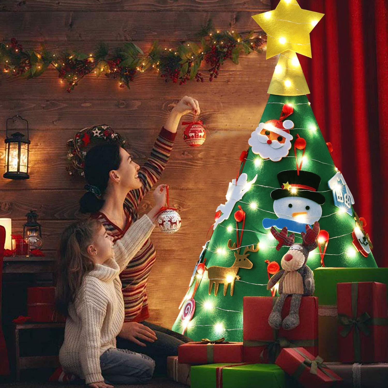HLX Christmas hook loop Children felt creative DIY toys hook and loop Christmas tree decoration
