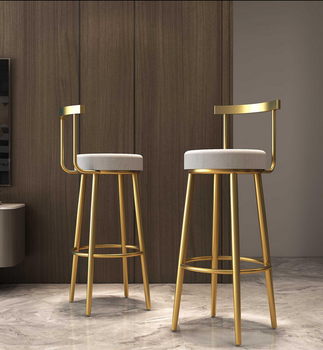 Nordic Home Kitchen High Chair Modern Style Hotel Luxury waiting Metal high chiar Bar pink Counter Velvet Bar stool high Chair