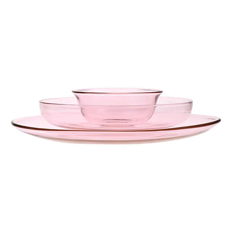 Hot Sell Dinner Plates Borosilicate Stackable Glass Tableware Set Dinnerware