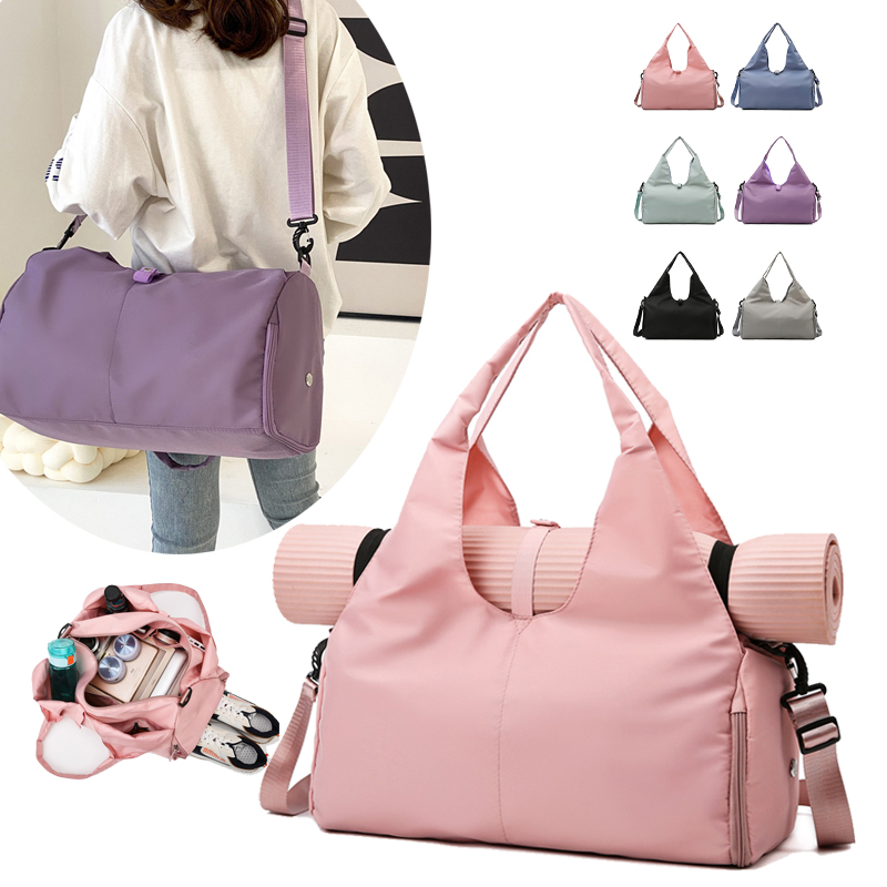 Custom Your Brand Stylish Large Waterproof Tote Duffle Bag Women Nylon Fitness Gym Duffel Bag With Shoes And Yoga Mat Holder