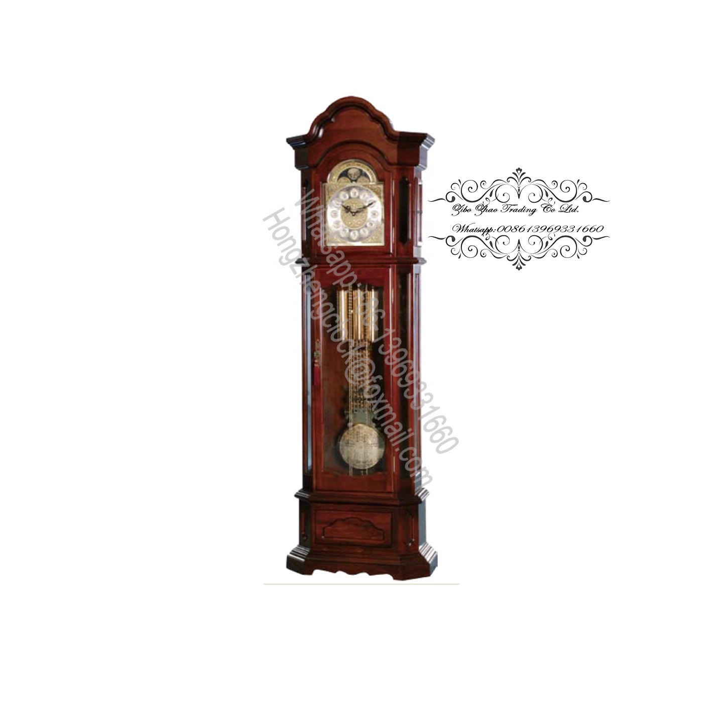 Grandfather Floor Clock with German Made movement including Westminster, St. Michael and Whittington chimes