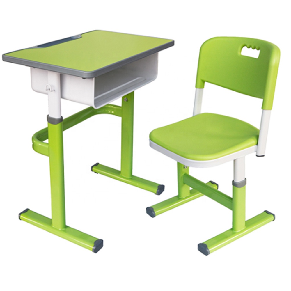 Single Strong Durable Student Desk and Chair Set Plastic School Furniture For Sale