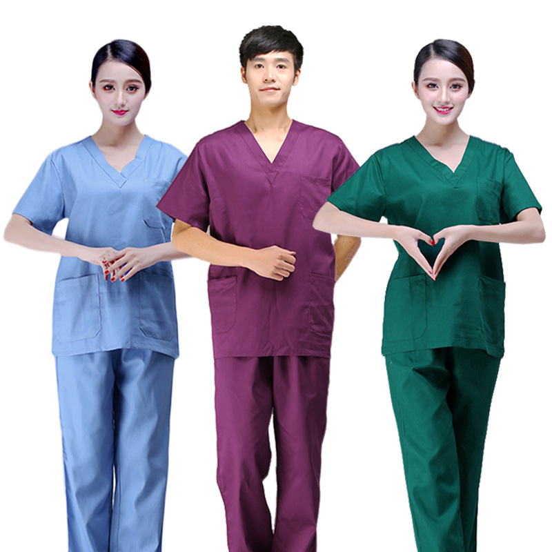 Прямая поставка; Уборка синяя хлопковая pantalones de медсестра mujer больница uniformenfermera просвет для кормления Одежда для персонала больниц