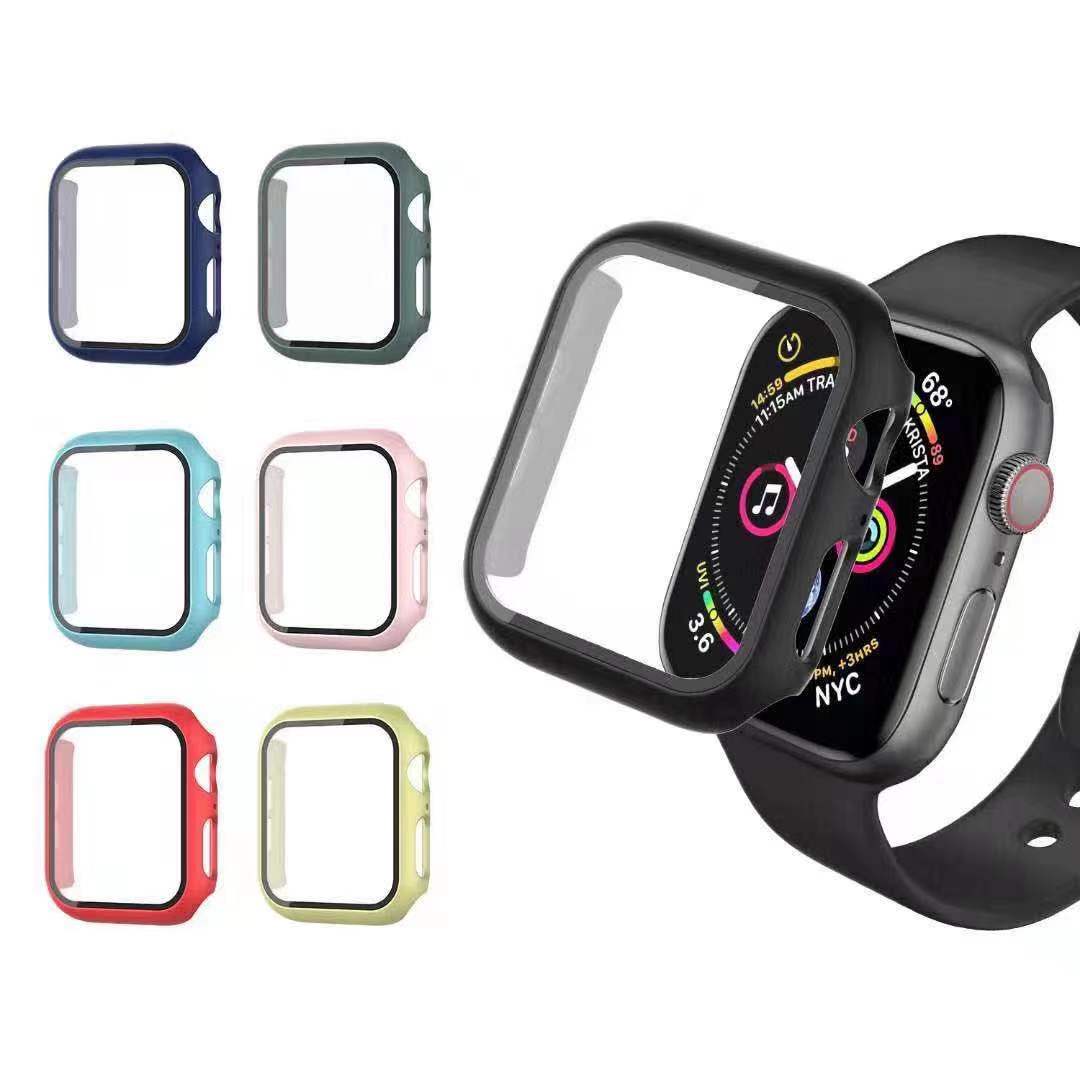 Чехол для iwatch из поликарбоната с закаленным экраном, защитный чехол для умных часов 44 42 40 38 мм для Iwatch Series 5 6 7, чехол для Apple Watch