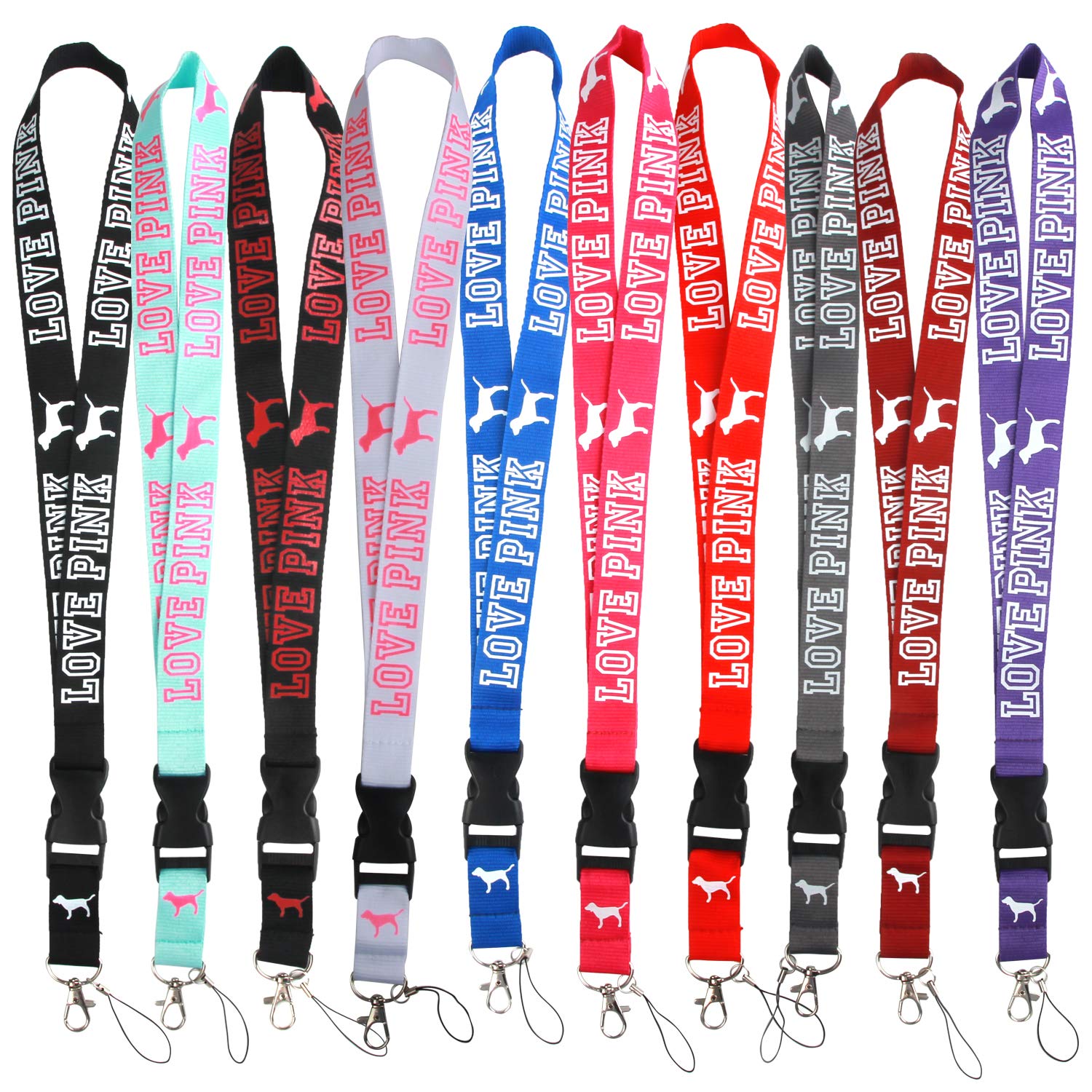 High quality polyester lanyard pink love lanyards pink for keychain custom