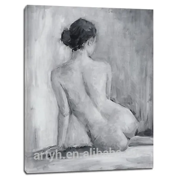 Impressionist women nude back oil painting for wall decor