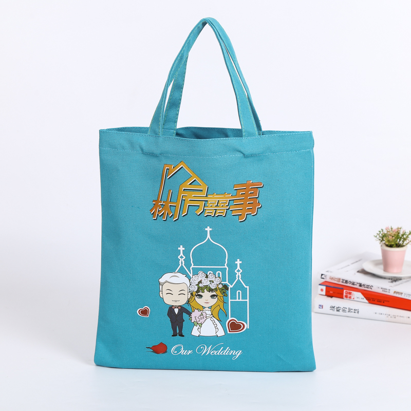 Digital print green promotional promotional canvas bag for clothing store