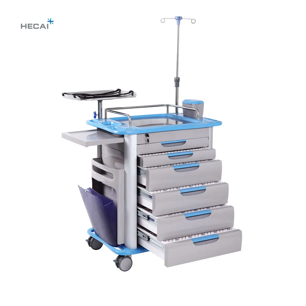 LS-860A China supplier ABS Hospital emergency cart medical crash trolley with drawers