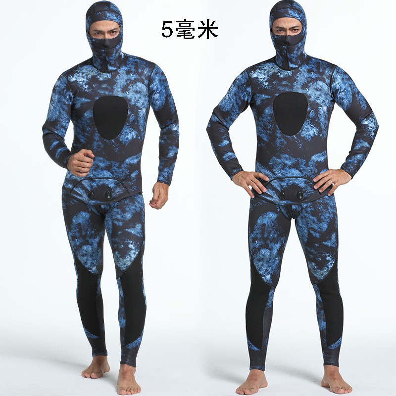 2pcs Wetsuit Back Zip 5mm Spring Suit Men's Women's Neoprene Diving Wetsuits Shorty Surfing Camo Wetsuits